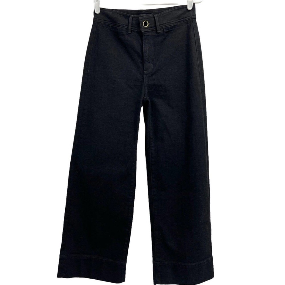 Ann Taylor black The Wide Leg Oneseam Pocket High Waist Stretch Jeans Size 16